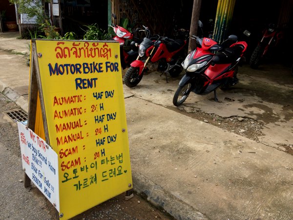 Mr Tuth runs this motorbike rental shop. Just an "R" away from "Truth". He has automatic bikes, manual bikes, and.... oh, oh. Now we know where the "r" in the truth has gone to. STAY AWAY! =P