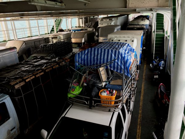 Another view of the vehicle bay on the Raja Ferry to Koh Samui.