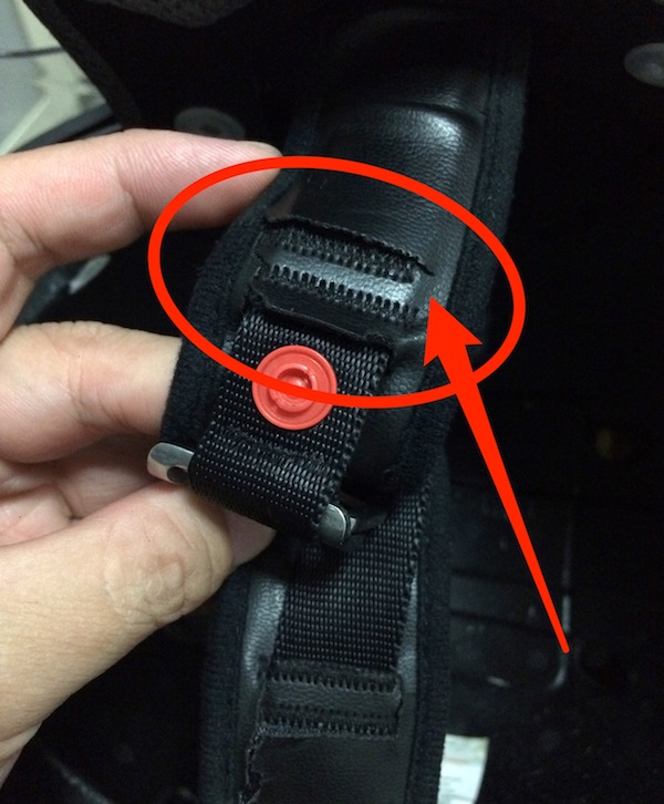 Not just one, but BOTH sides of the chin strap's faux leather has cracked and peeled. Bad choice of material.