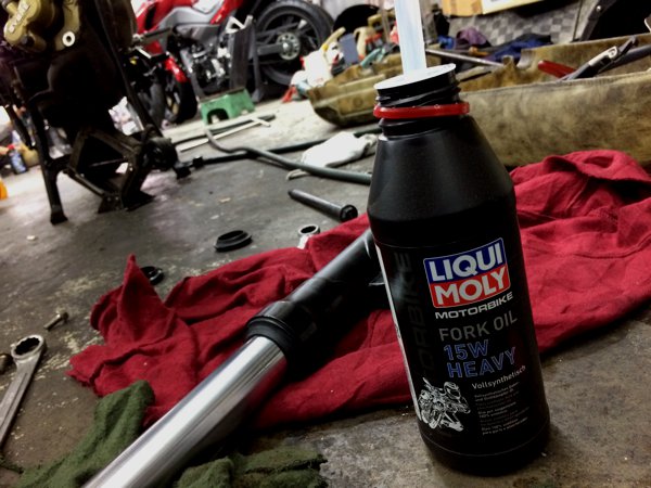 Liqui Moly fork oil. New juice for my 200NS forks.